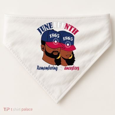 Remembering My Ancestors Juneteenth flag blue red white USA-Made Doggie Bandana