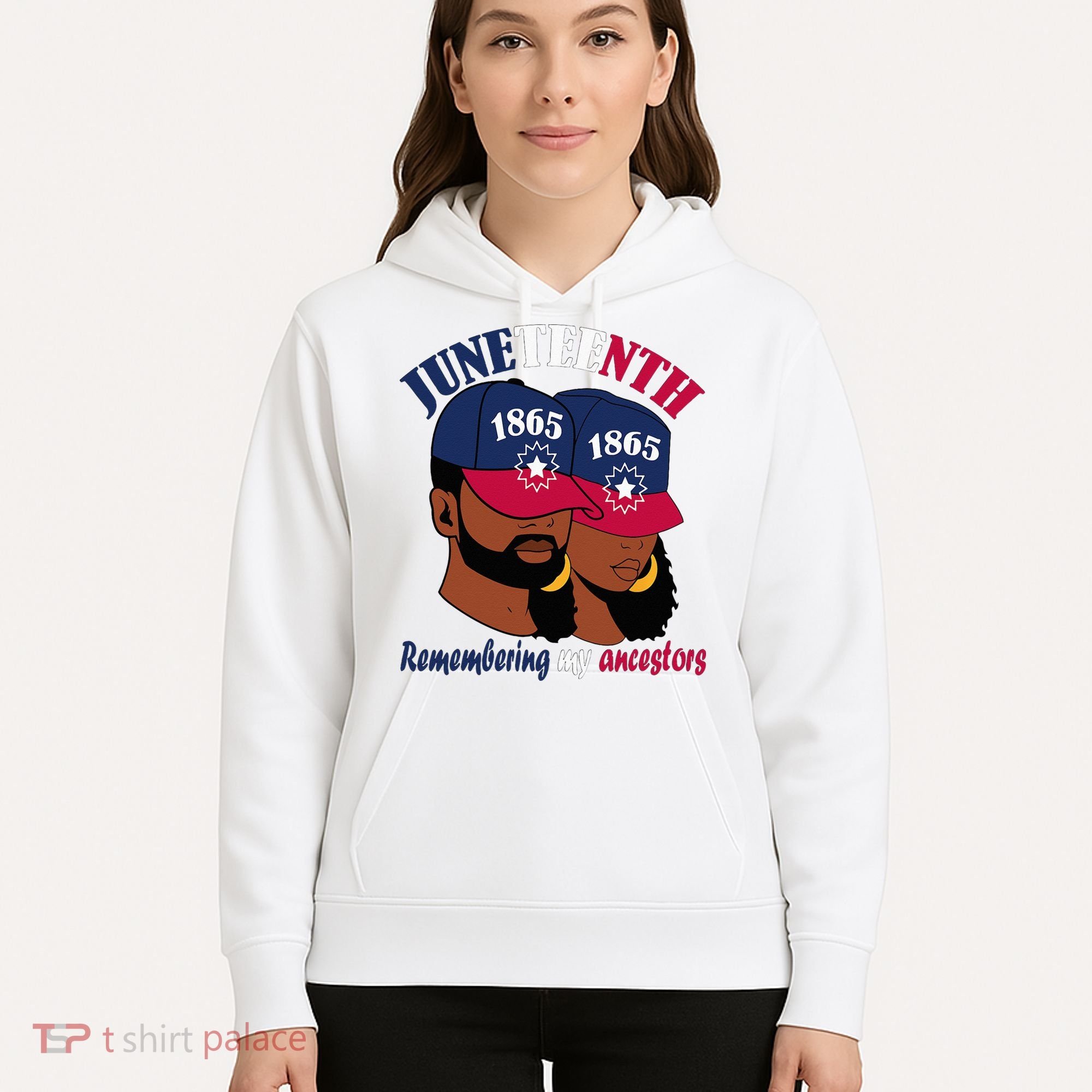 Remembering My Ancestors Juneteenth flag blue red white Hoodie