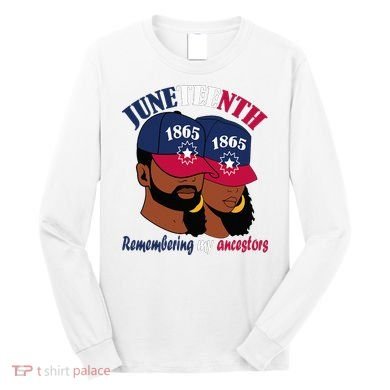 Remembering My Ancestors Juneteenth flag blue red white Long Sleeve Shirt