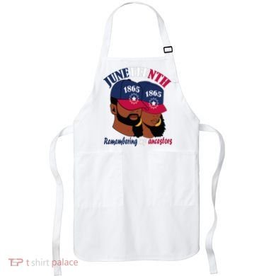 Remembering My Ancestors Juneteenth flag blue red white Apron