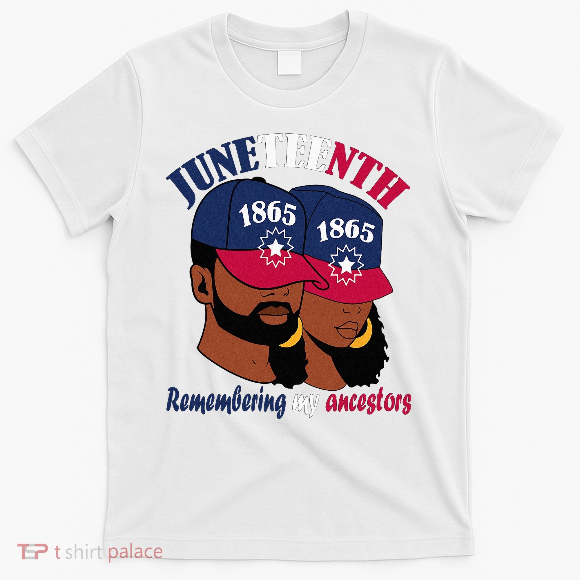 Remembering My Ancestors Juneteenth flag blue red white T-Shirt