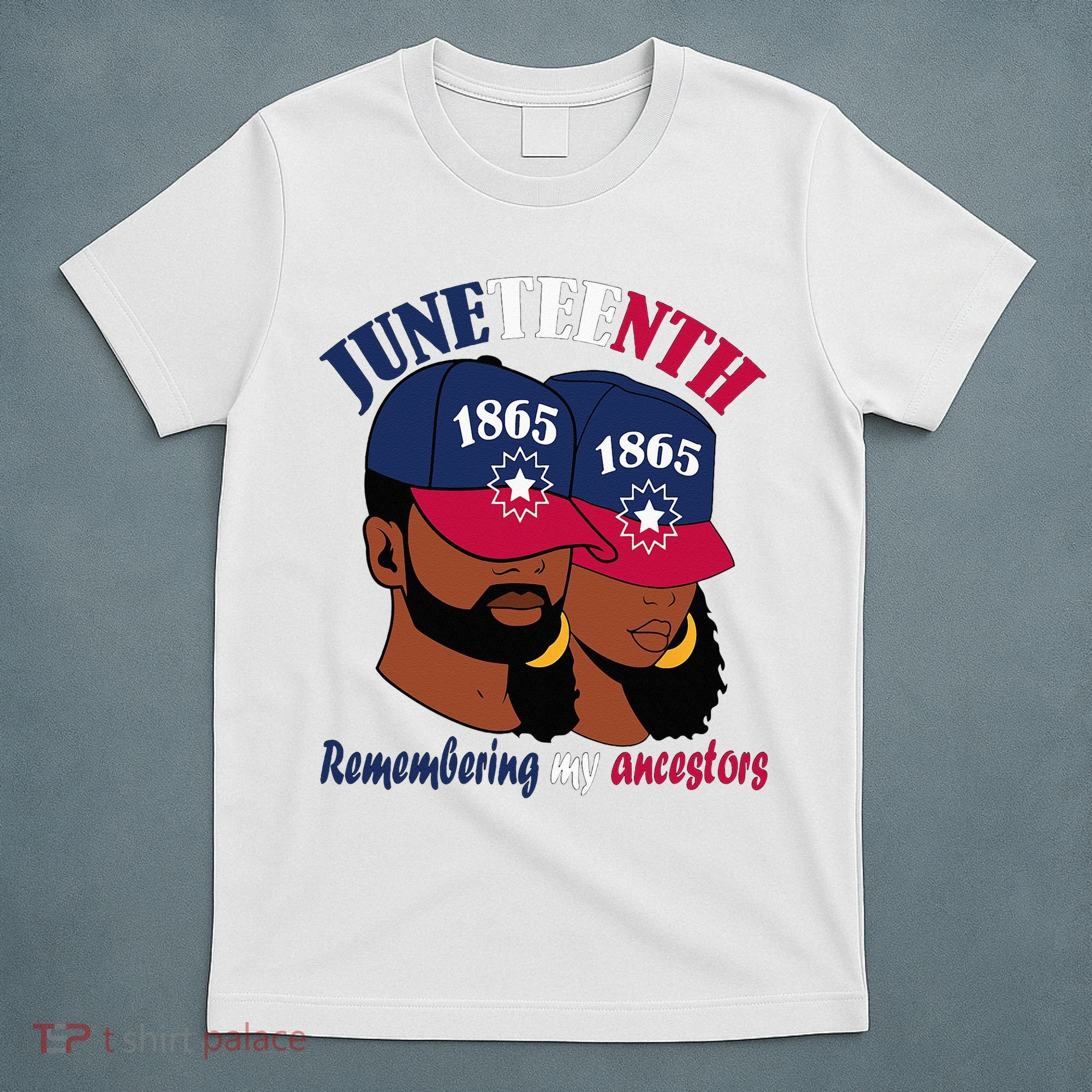 Remembering My Ancestors Juneteenth flag blue red white T-Shirt