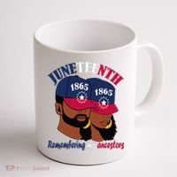 Remembering My Ancestors Juneteenth flag blue red white Coffee Mug thumb 1