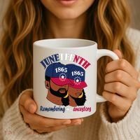Remembering My Ancestors Juneteenth flag blue red white Coffee Mug thumb 3