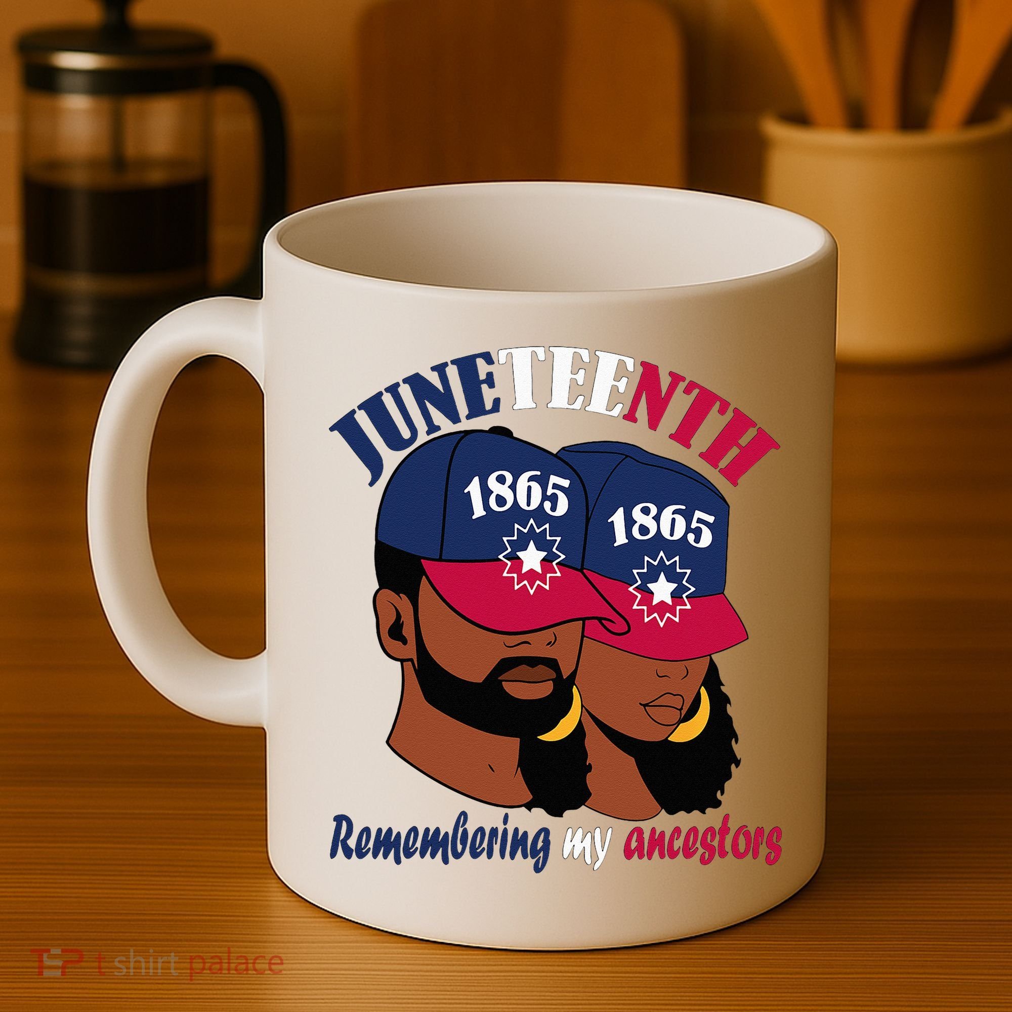 Remembering My Ancestors Juneteenth flag blue red white Coffee Mug