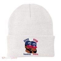 Remembering My Ancestors Juneteenth flag blue red white Beanie thumb 0