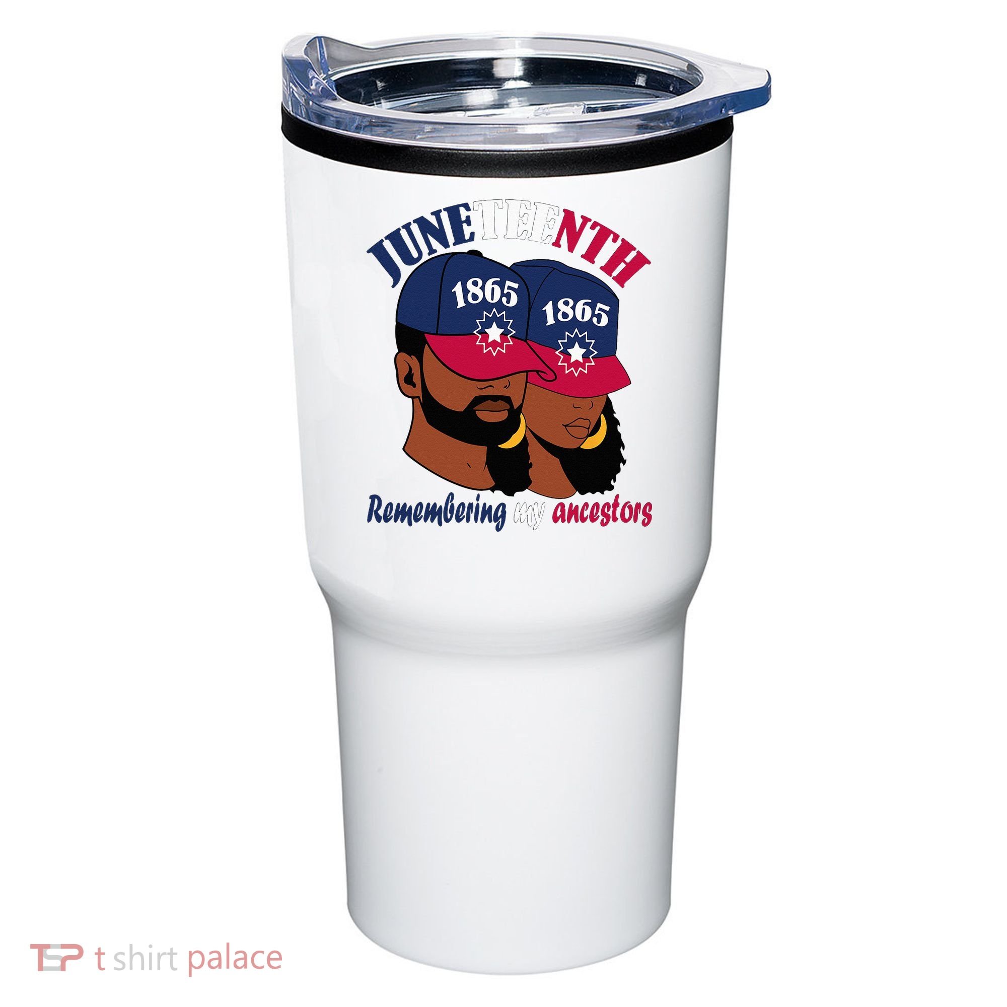 Remembering My Ancestors Juneteenth flag blue red white Tumbler