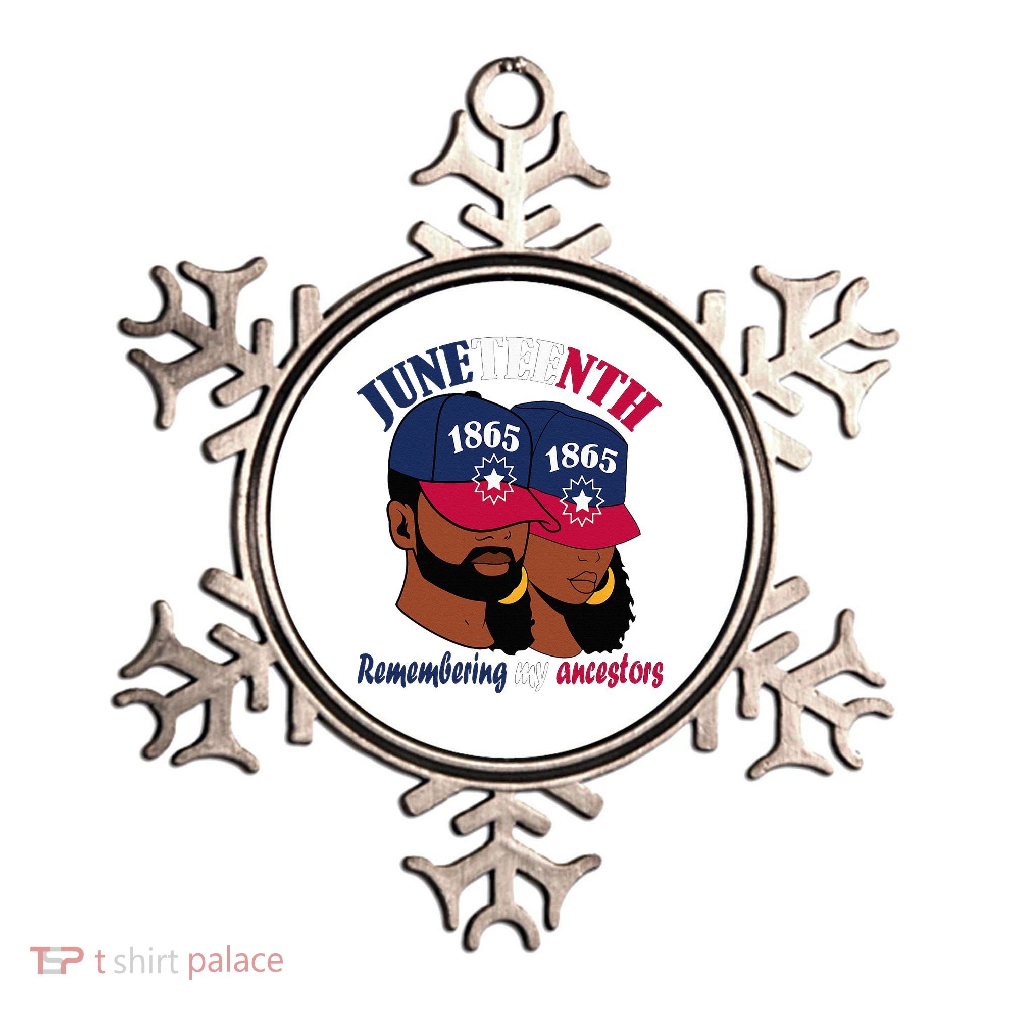 Remembering My Ancestors Juneteenth flag blue red white Ornament