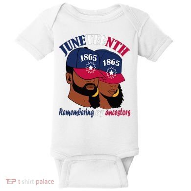 Remembering My Ancestors Juneteenth flag blue red white Baby Bodysuit