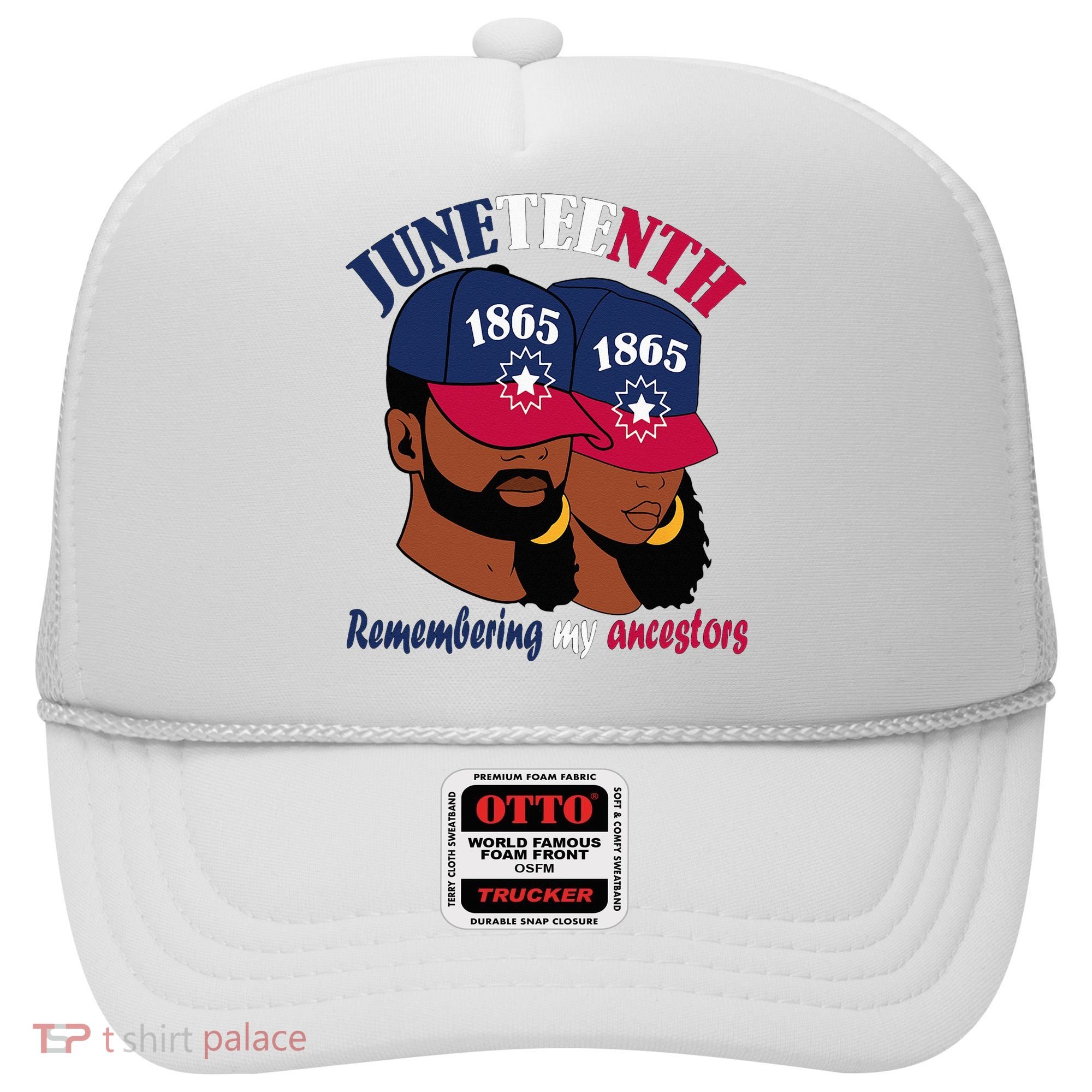 Remembering My Ancestors Juneteenth flag blue red white Hat