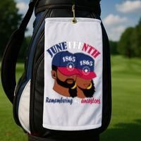 Remembering My Ancestors Juneteenth flag blue red white Golf Towel thumb 2