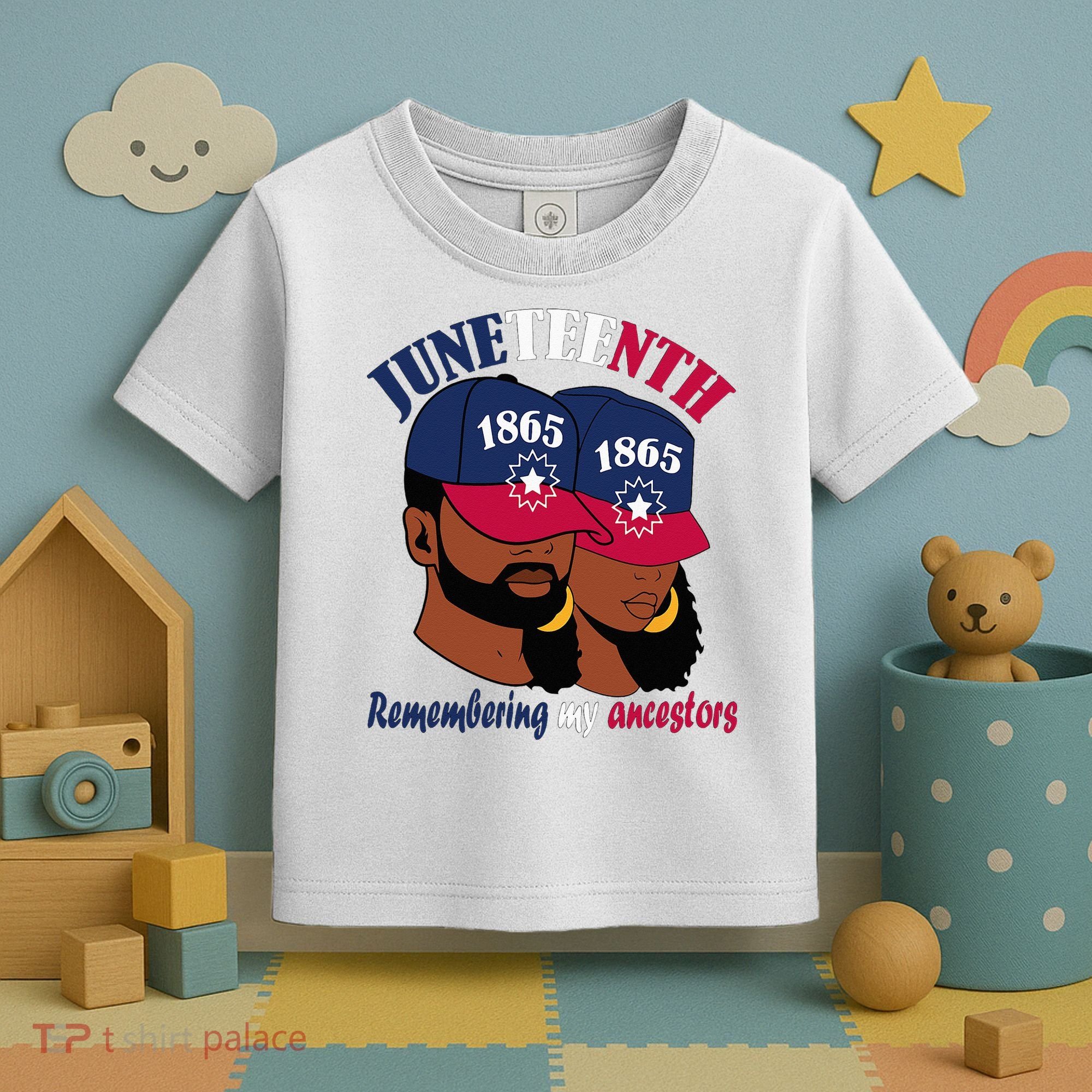 Remembering My Ancestors Juneteenth flag blue red white Toddler T-Shirt