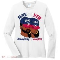 Remembering My Ancestors Juneteenth flag blue red white Women's Long Sleeve Shirt thumb 0