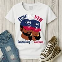 Remembering My Ancestors Juneteenth flag blue red white Women's T-Shirt thumb 3