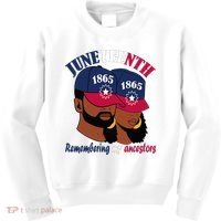 Remembering My Ancestors Juneteenth flag blue red white Kids Sweatshirt thumb 0