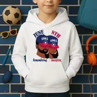 Remembering My Ancestors Juneteenth flag blue red white Kids Hoodie thumb 2