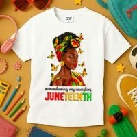 Remembering My Ancestors Juneteenth Celebrate Black Women Kids T-Shirt thumb 3