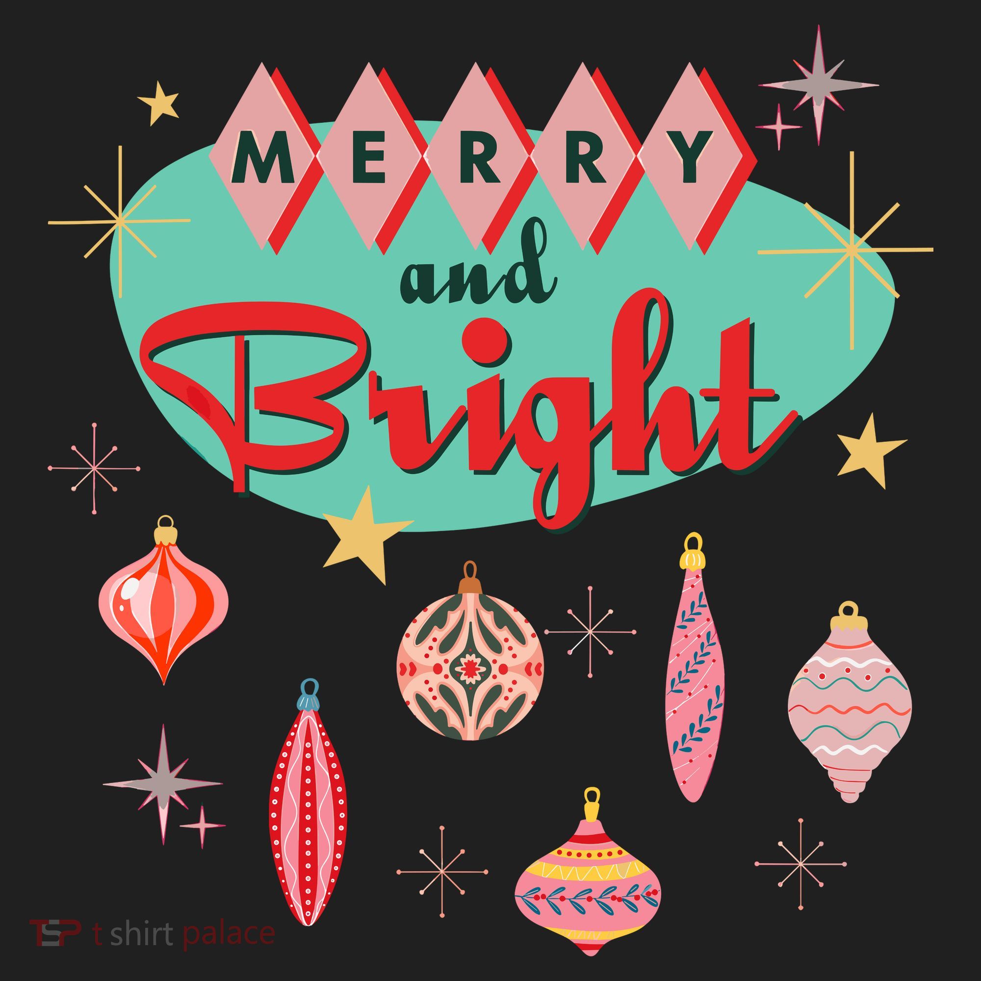 Retro Merry And Bright Midcentury Modern Christmas Ornament Women's Sweatshirt