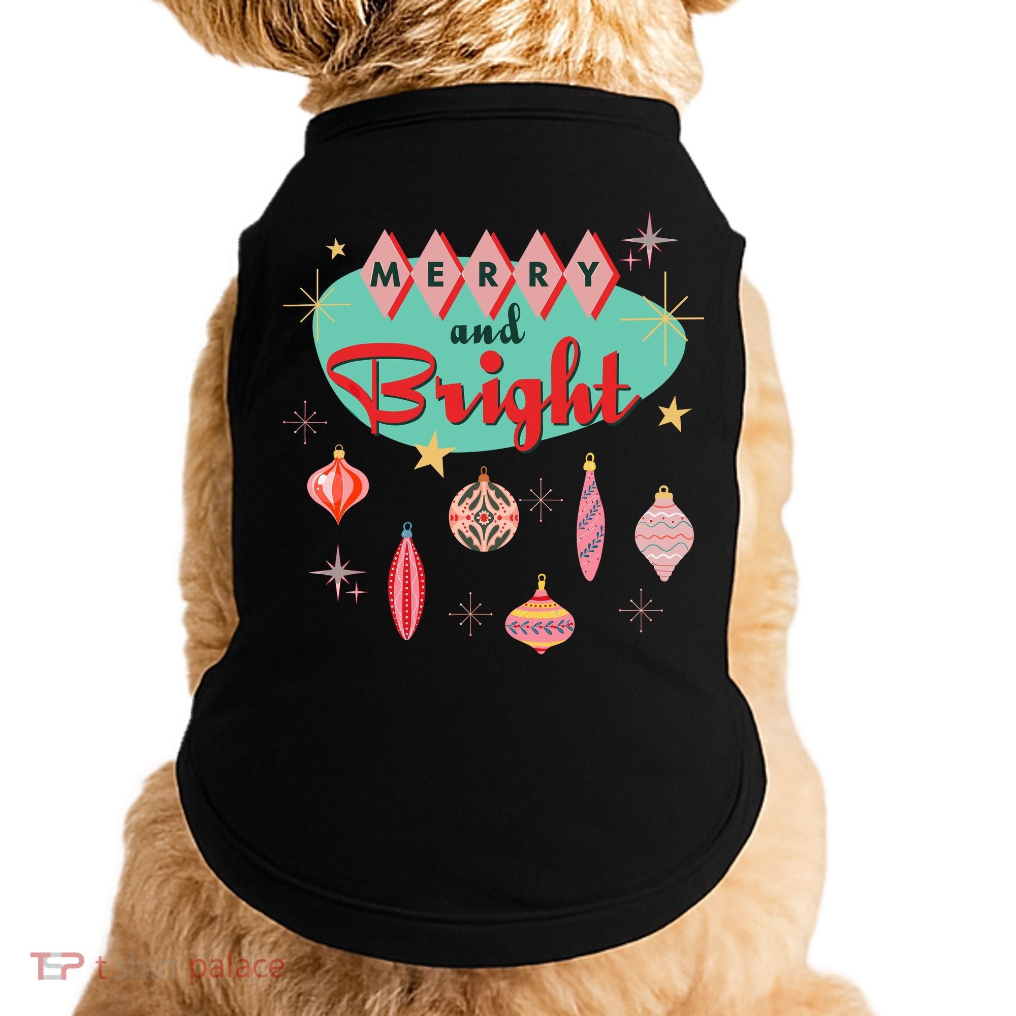 Retro Merry And Bright Midcentury Modern Christmas Ornament Doggie Tank