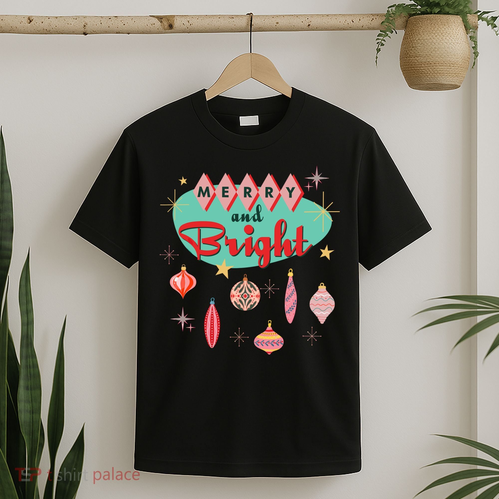 Retro Merry And Bright Midcentury Modern Christmas Ornament T-Shirt