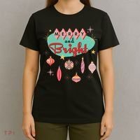 Retro Merry And Bright Midcentury Modern Christmas Ornament T-Shirt thumb 4