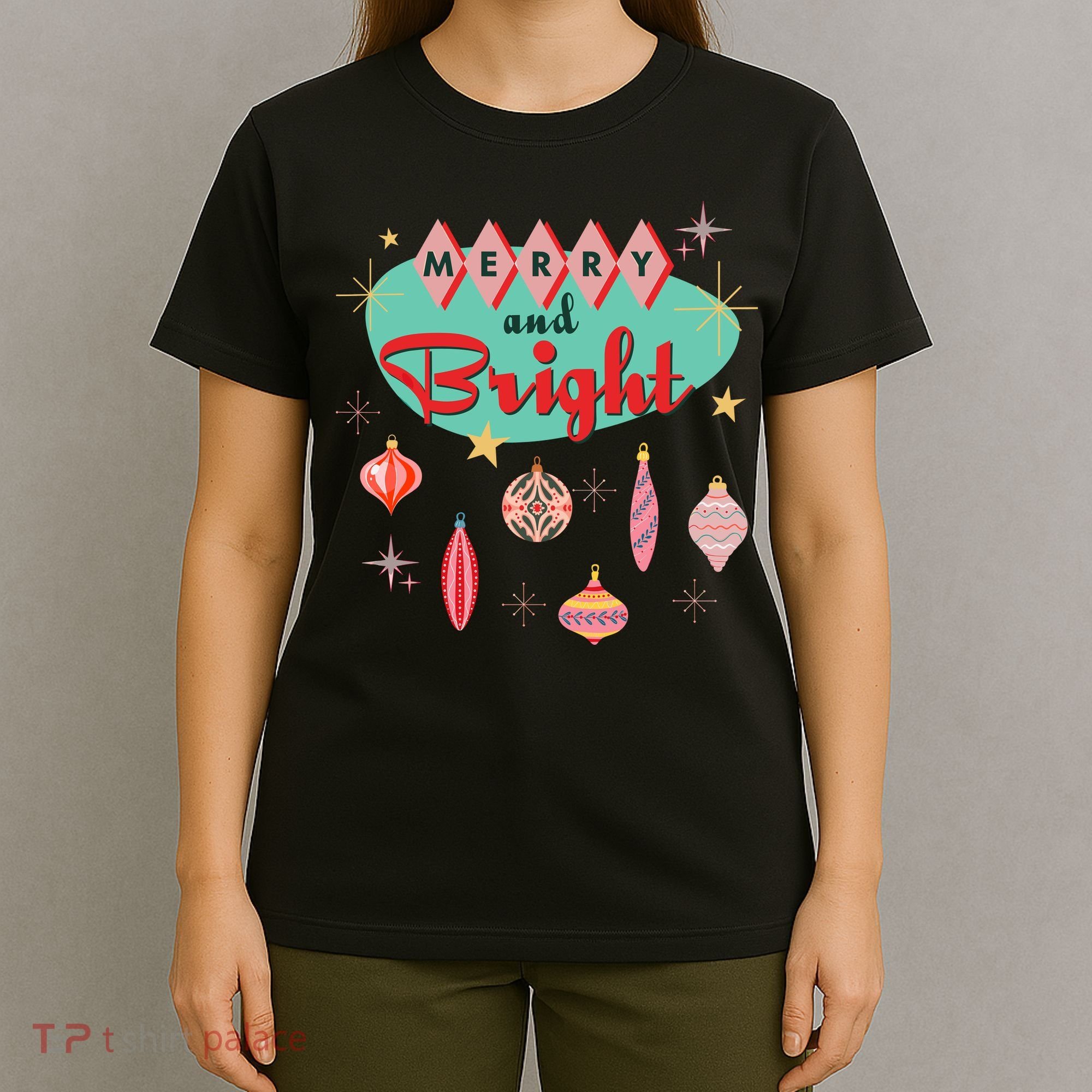 Retro Merry And Bright Midcentury Modern Christmas Ornament T-Shirt
