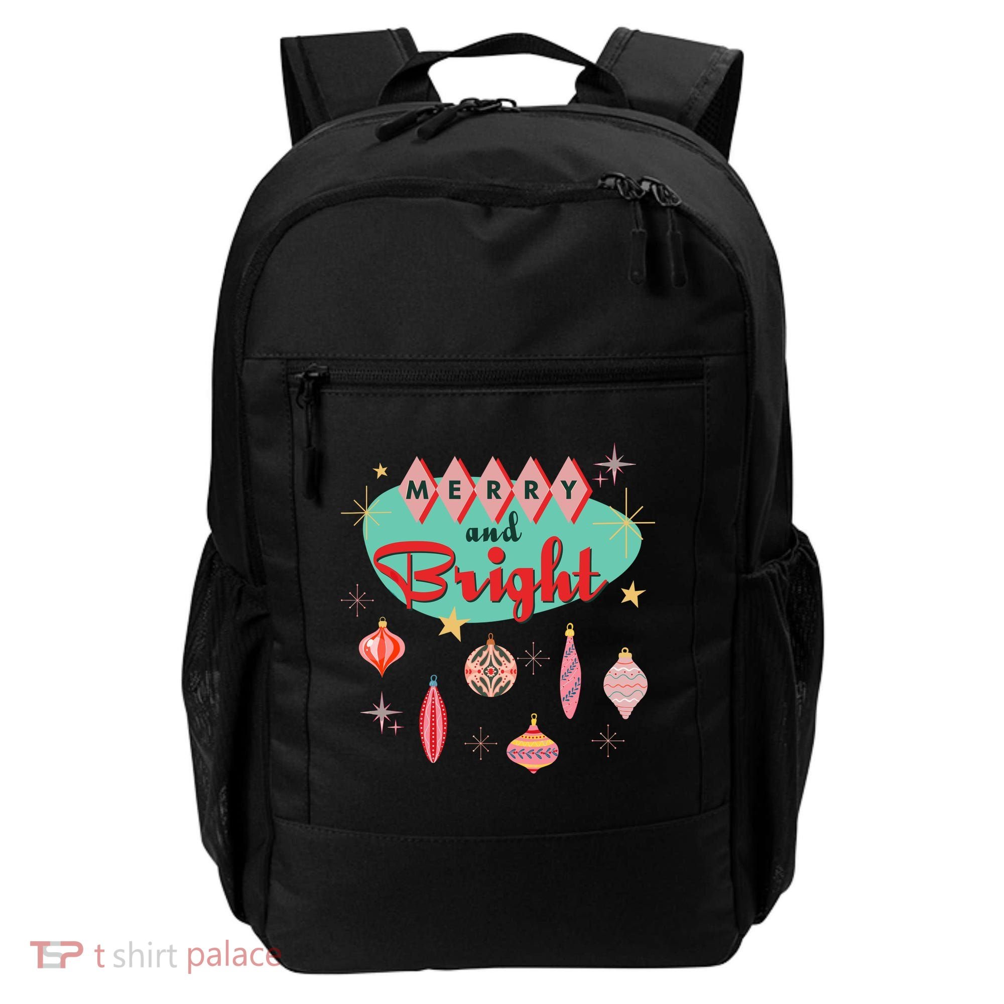 Retro Merry And Bright Midcentury Modern Christmas Ornament Backpack