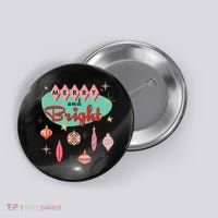 Retro Merry And Bright Midcentury Modern Christmas Ornament Button thumb 0