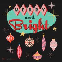 Retro Merry And Bright Midcentury Modern Christmas Ornament Women's Hoodie thumb 2