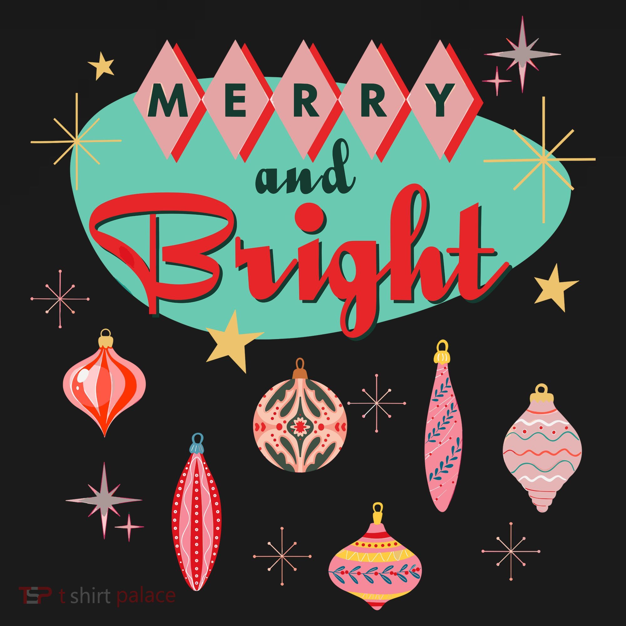 Retro Merry And Bright Midcentury Modern Christmas Ornament Women's Hoodie