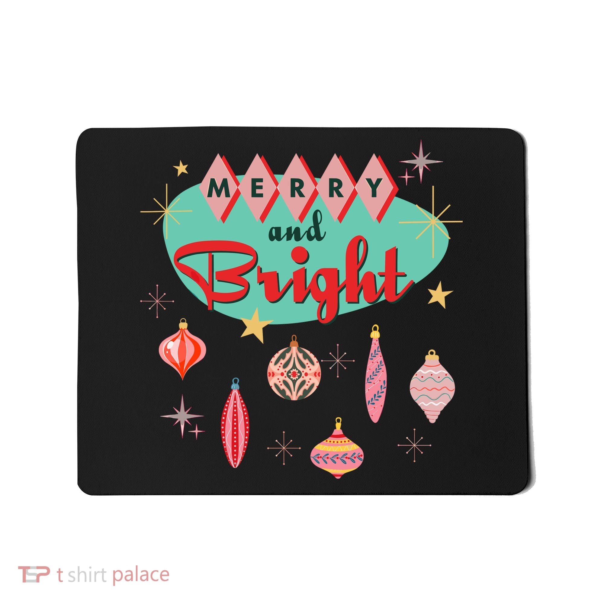 Retro Merry And Bright Midcentury Modern Christmas Ornament Mousepad