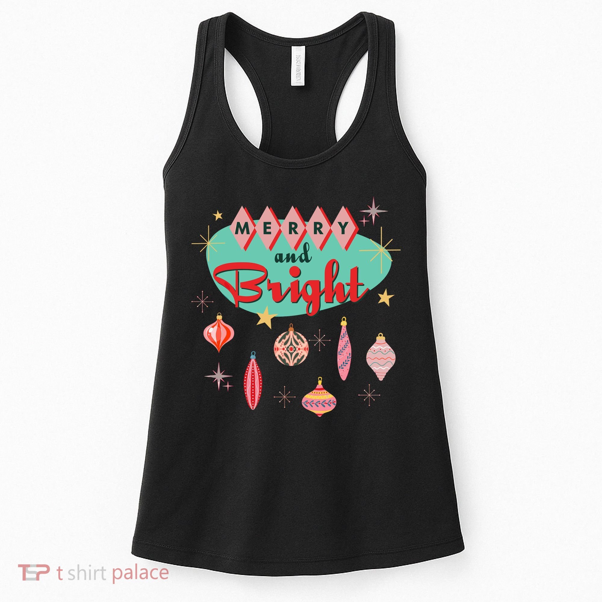 Retro Merry And Bright Midcentury Modern Christmas Ornament Women's Tank Top