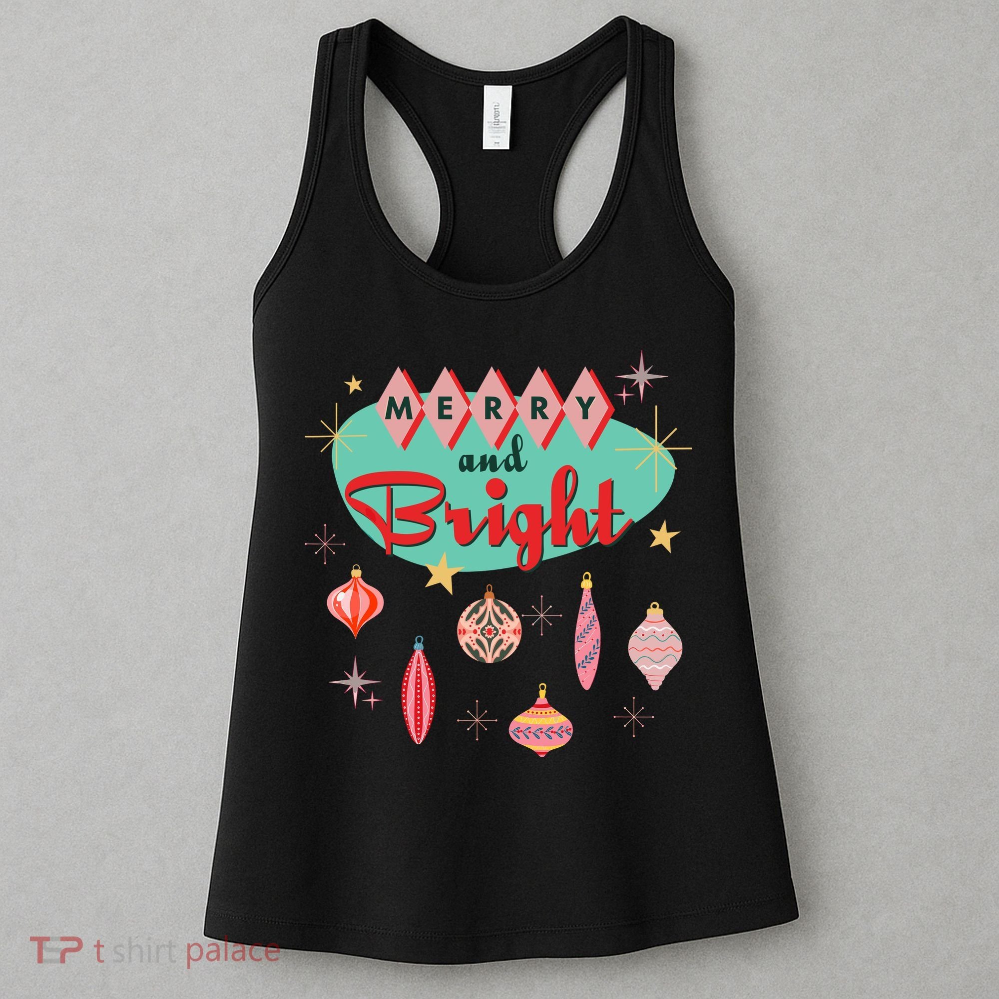 Retro Merry And Bright Midcentury Modern Christmas Ornament Women's Tank Top