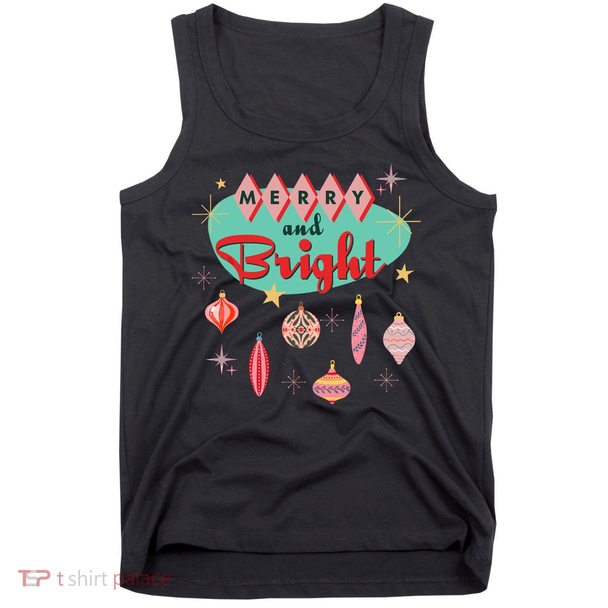 Retro Merry And Bright Midcentury Modern Christmas Ornament Tank Top