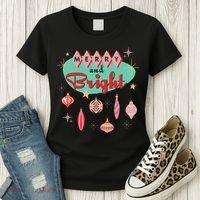Retro Merry And Bright Midcentury Modern Christmas Ornament Women's T-Shirt thumb 3