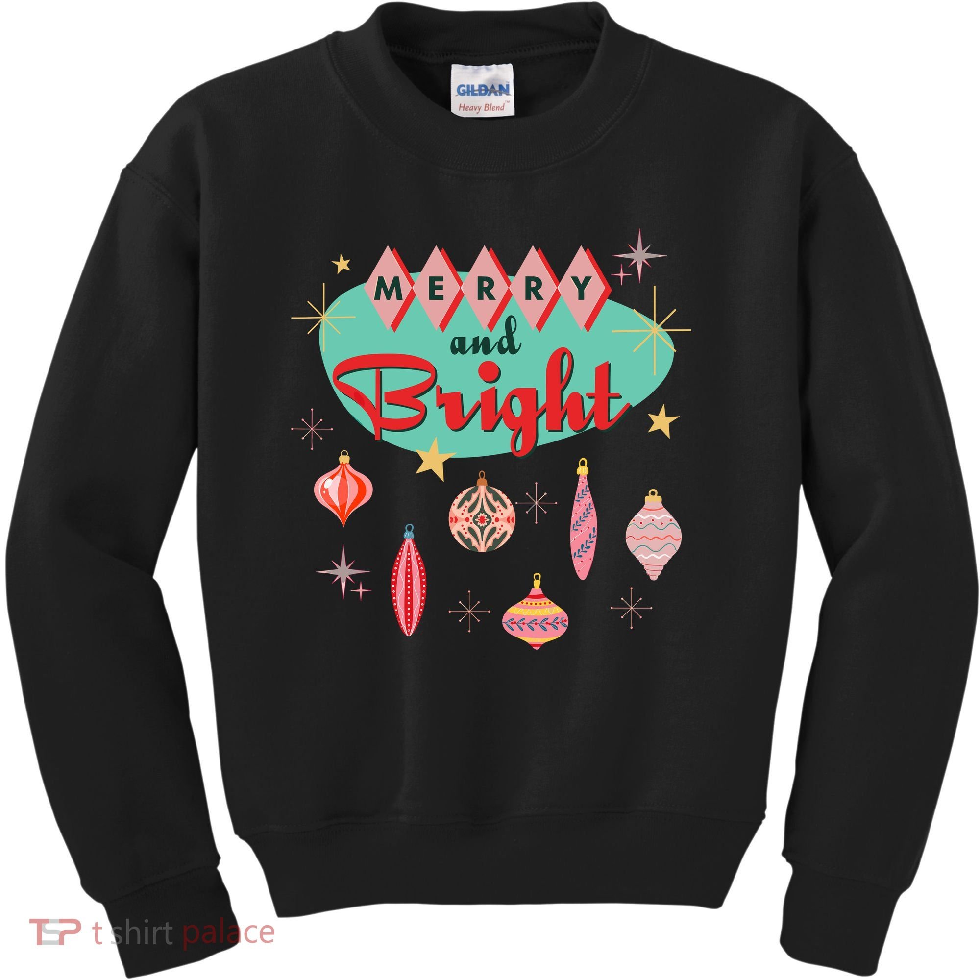 Retro Merry And Bright Midcentury Modern Christmas Ornament Kids Sweatshirt