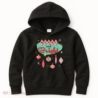 Retro Merry And Bright Midcentury Modern Christmas Ornament Kids Hoodie thumb 0