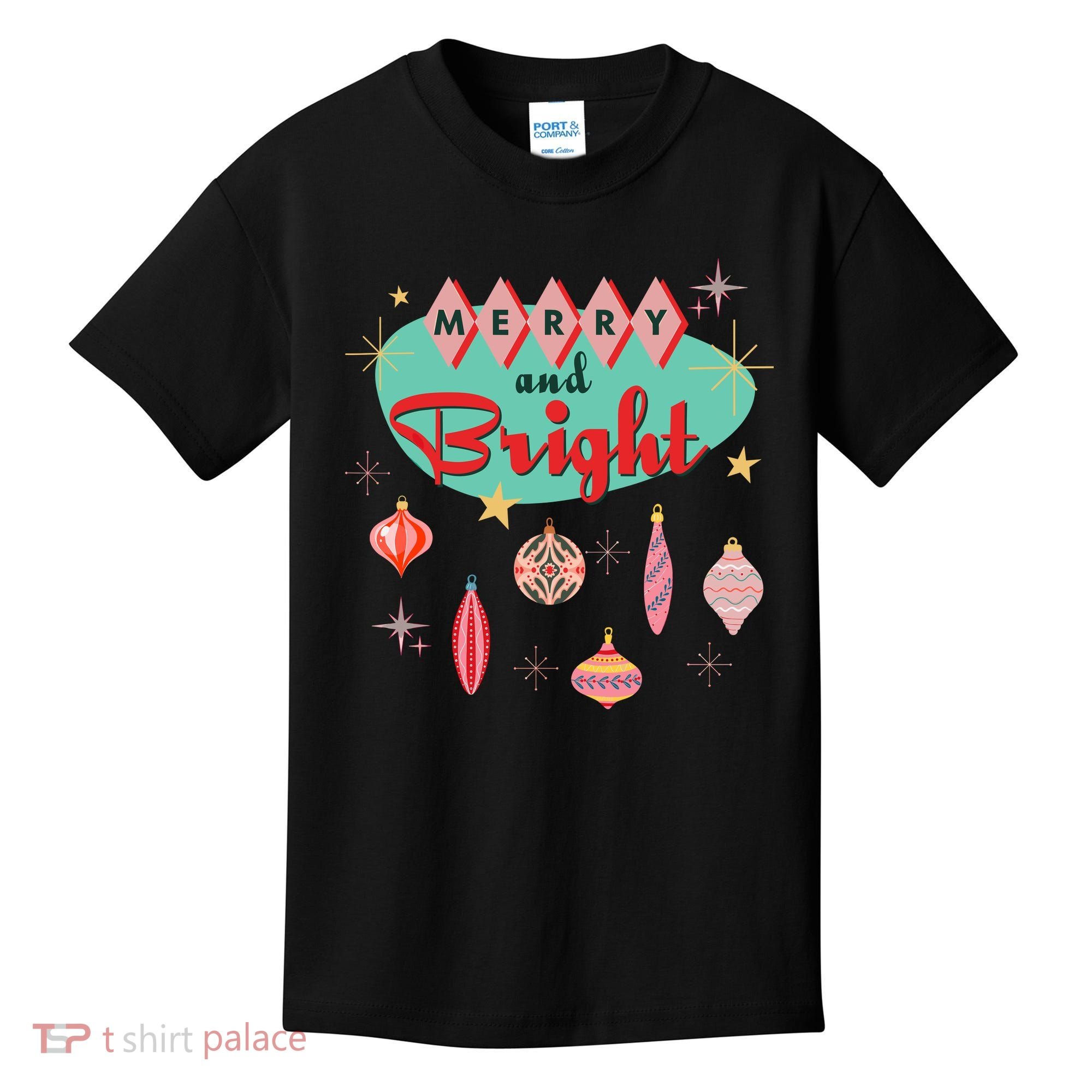 Retro Merry And Bright Midcentury Modern Christmas Ornament Kids T-Shirt