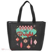 Retro Merry And Bright Midcentury Modern Christmas Ornament Tote Bag thumb 0