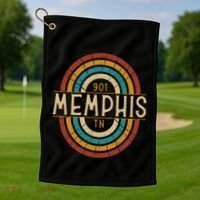 Retro Memphis Area Code 901 Residents State Tennessee Golf Towel thumb 1