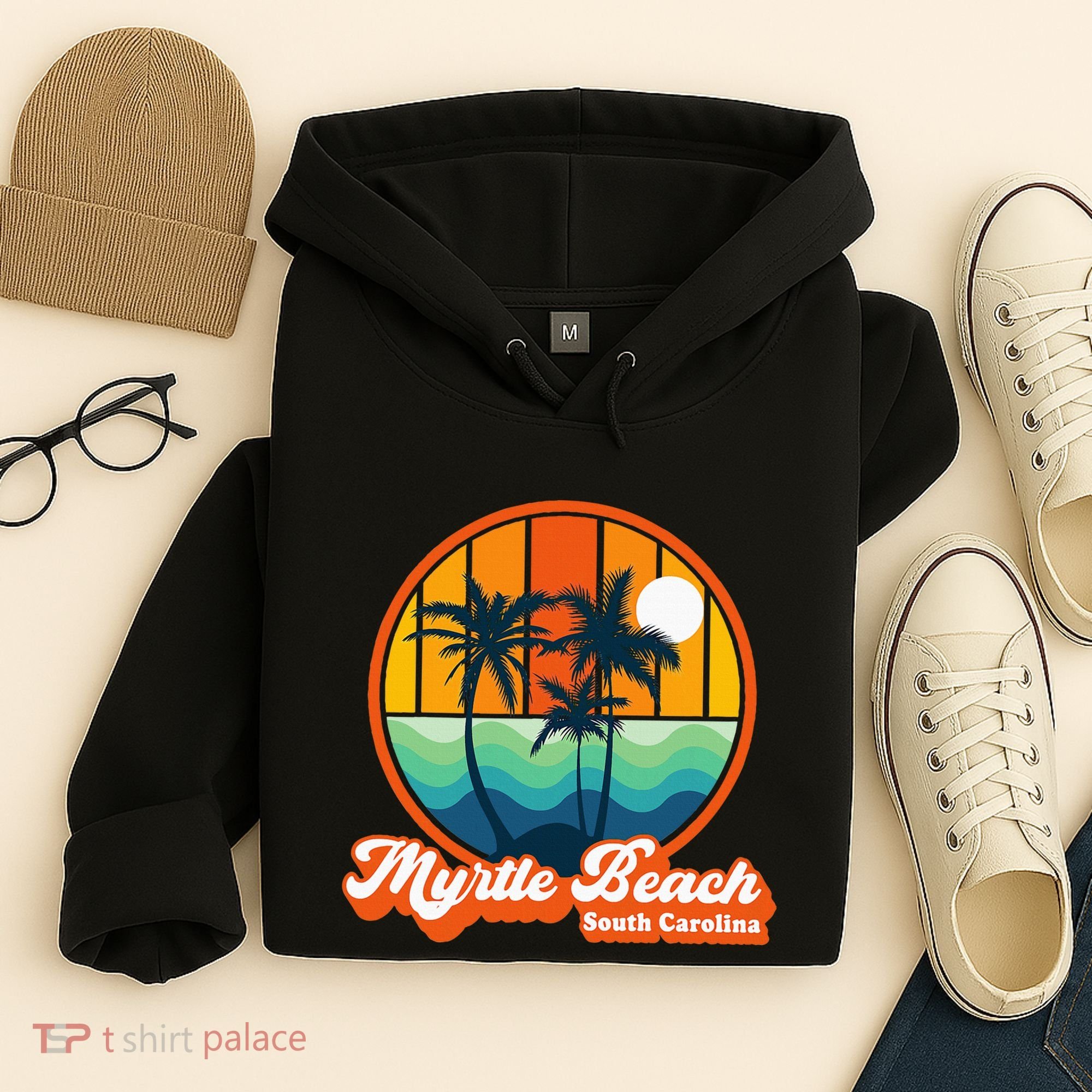 Retro Myrtle Beach South Carolina Summer 90s Beach Souvenirs Hoodie