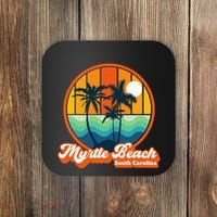 Retro Myrtle Beach South Carolina Summer 90s Beach Souvenirs Coaster thumb 0