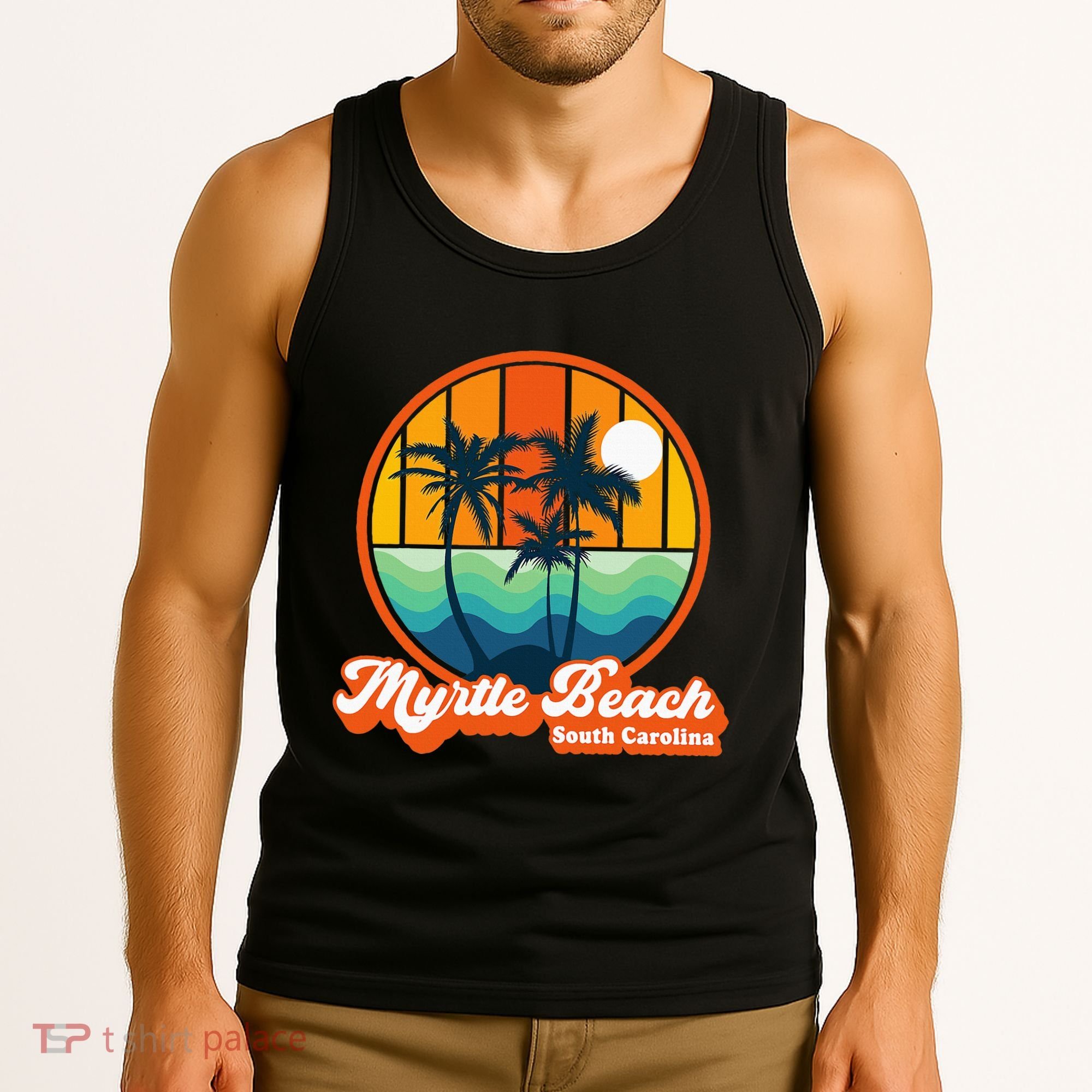 Retro Myrtle Beach South Carolina Summer 90s Beach Souvenirs Tank Top