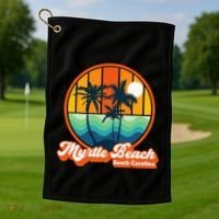 Retro Myrtle Beach South Carolina Summer 90s Beach Souvenirs Golf Towel thumb 1