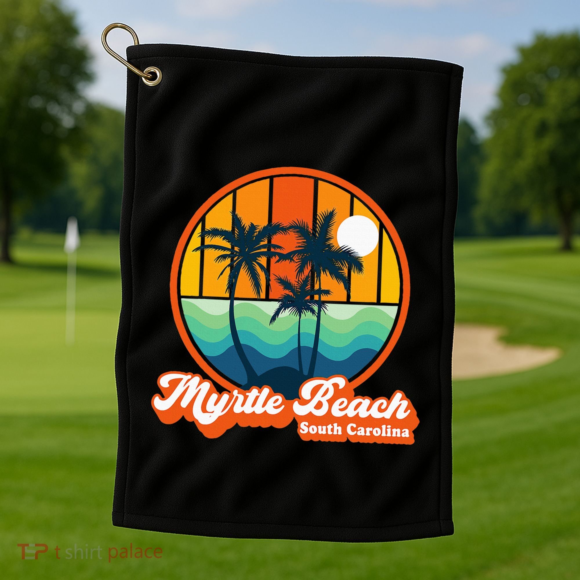 Retro Myrtle Beach South Carolina Summer 90s Beach Souvenirs Golf Towel