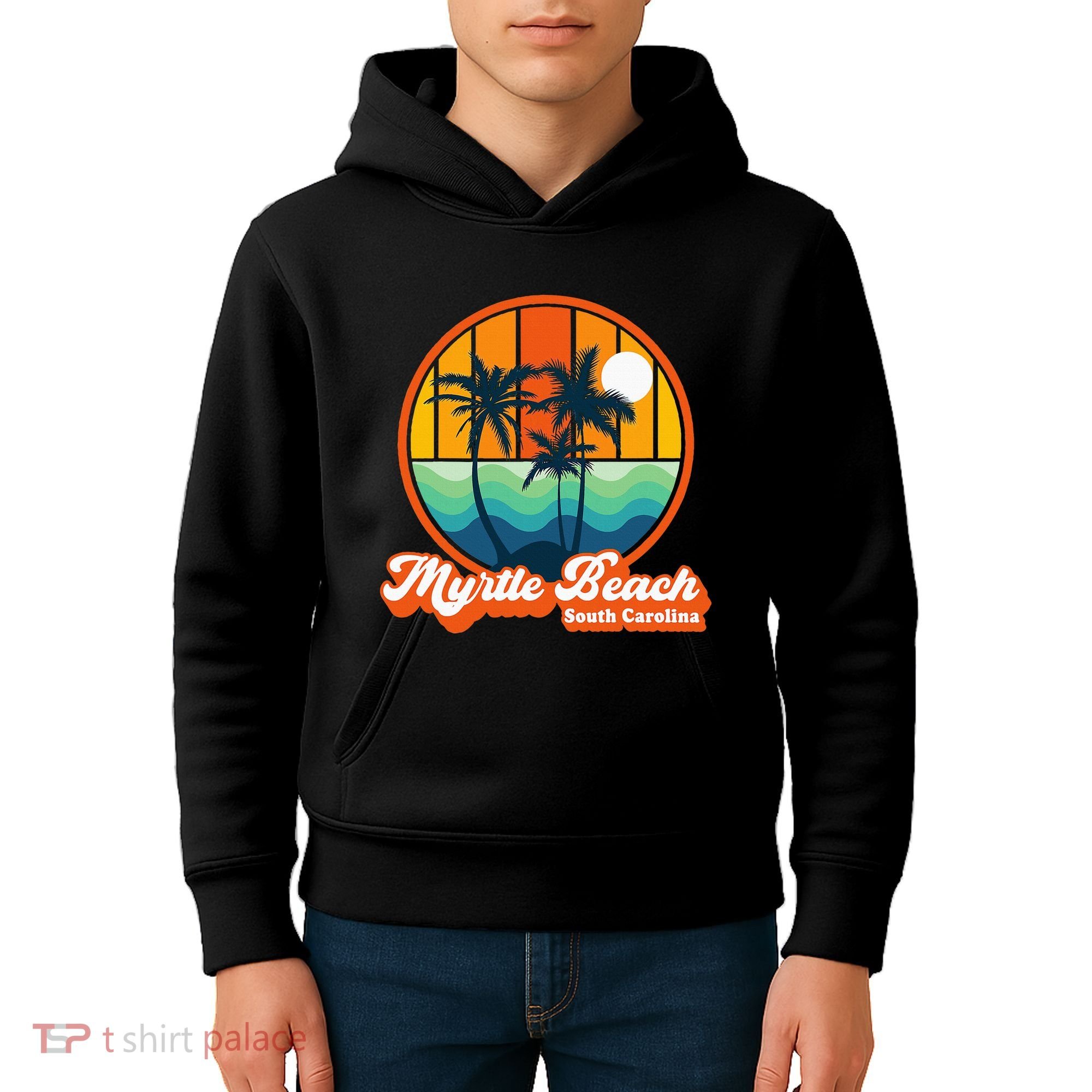 Retro Myrtle Beach South Carolina Summer 90s Beach Souvenirs Kids Hoodie