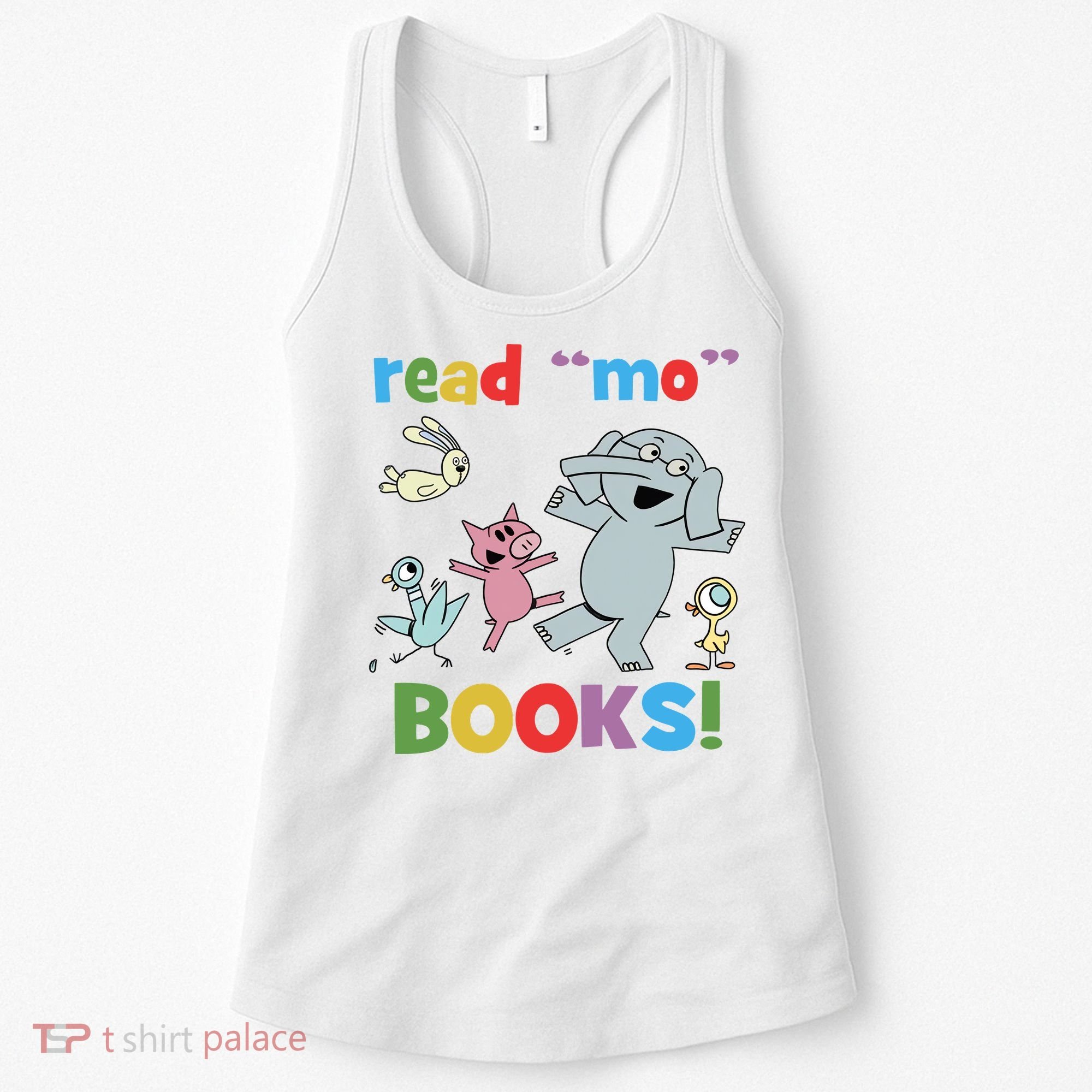 Read Mo Books Read More Books Piggie Elephant Pigeons It's Good Day To Read Book Women's Tank Top