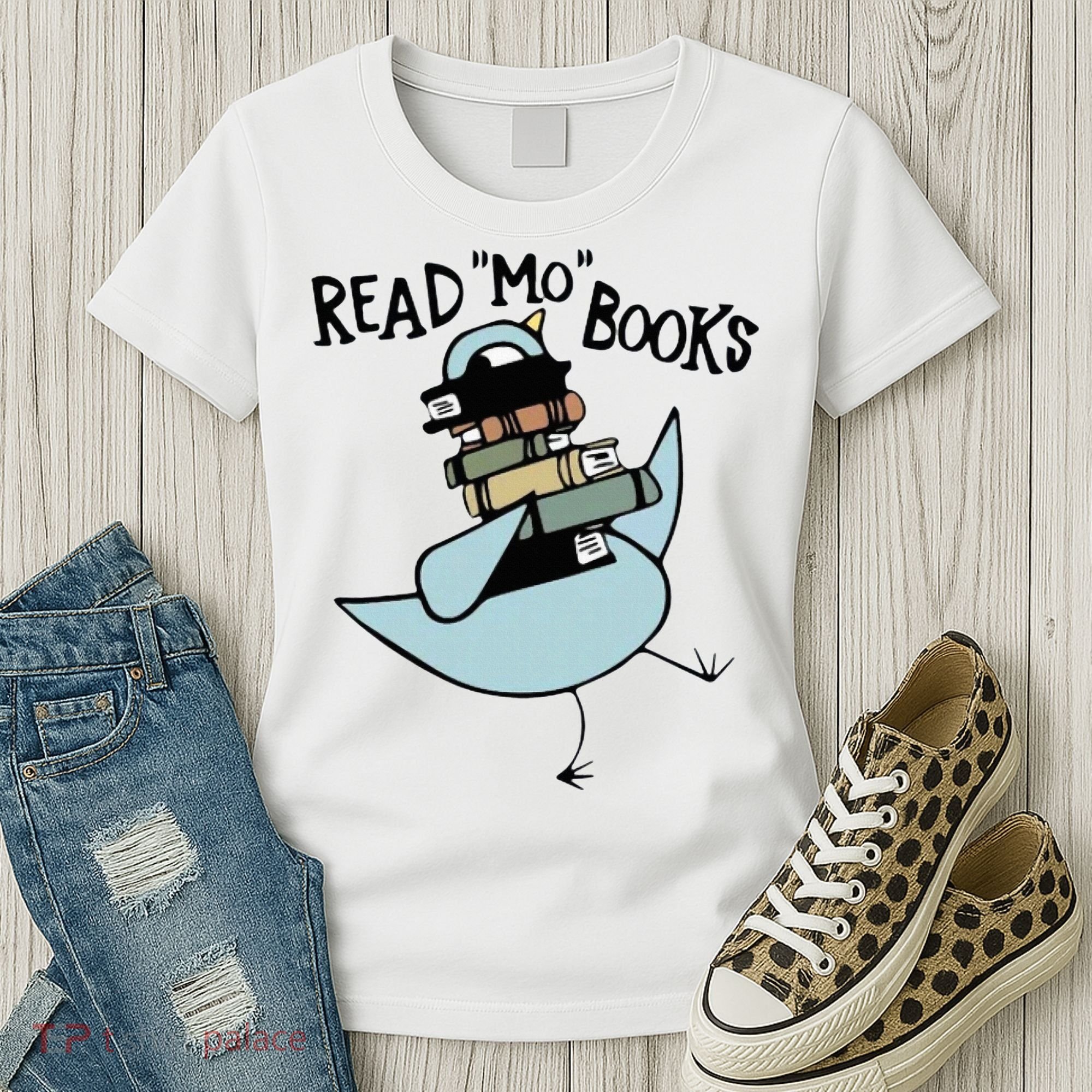 Read Mo Books Pigeon Library Reading Books Reader 2024 Women's T-Shirt