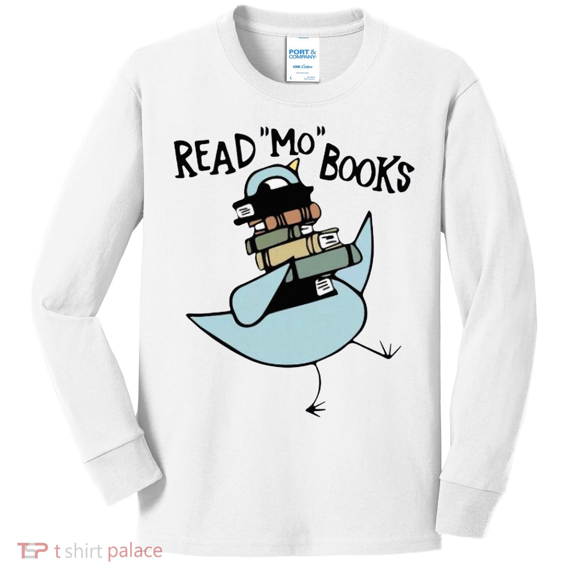 Read Mo Books Pigeon Library Reading Books Reader 2024 Kids Long Sleeve Shirt
