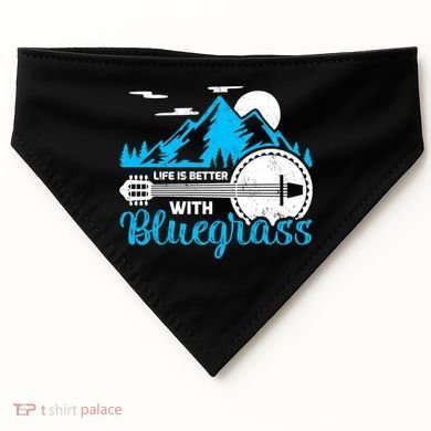 Retro Mountain Banjo Life Is Better With Bluegrass Gift USA-Made Doggie Bandana